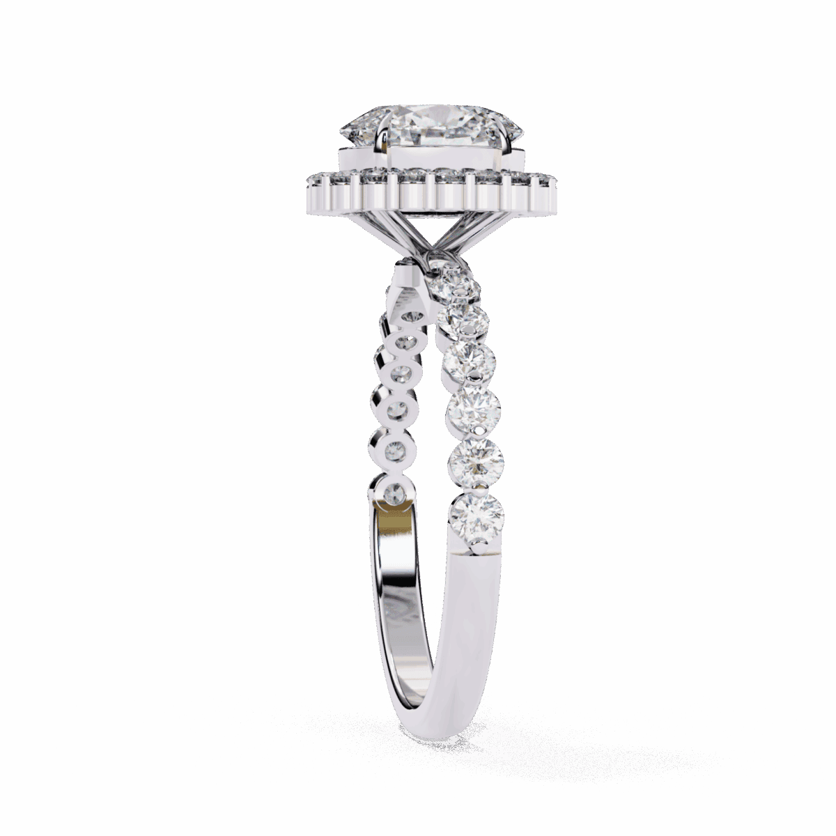 1.75 Carat Oval Cut Solitaire in Halo Setting  Image 2