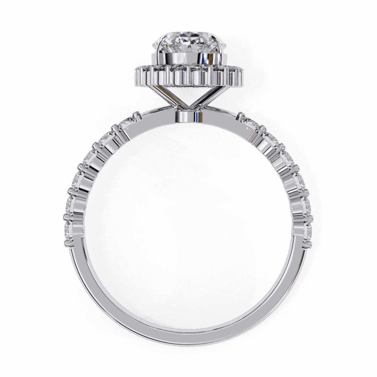 1.75 Carat Oval Cut Solitaire in Halo Setting  Image 3