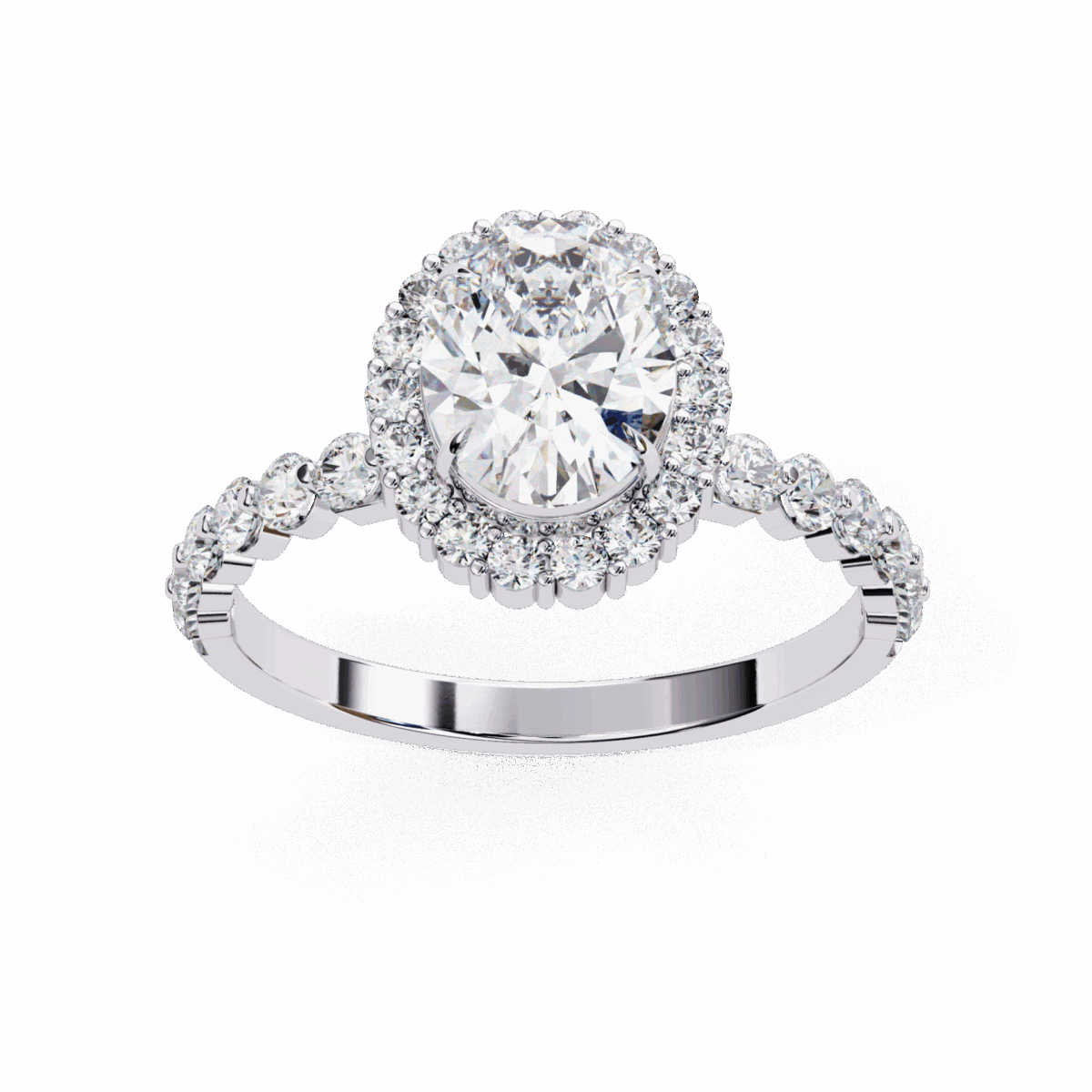 1.75 Carat Oval Cut Solitaire in Halo Setting  Image 4
