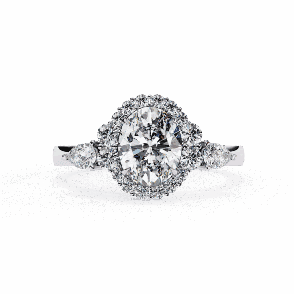 1.5 Carat Oval Cut in Three Stone Solitaire Setting