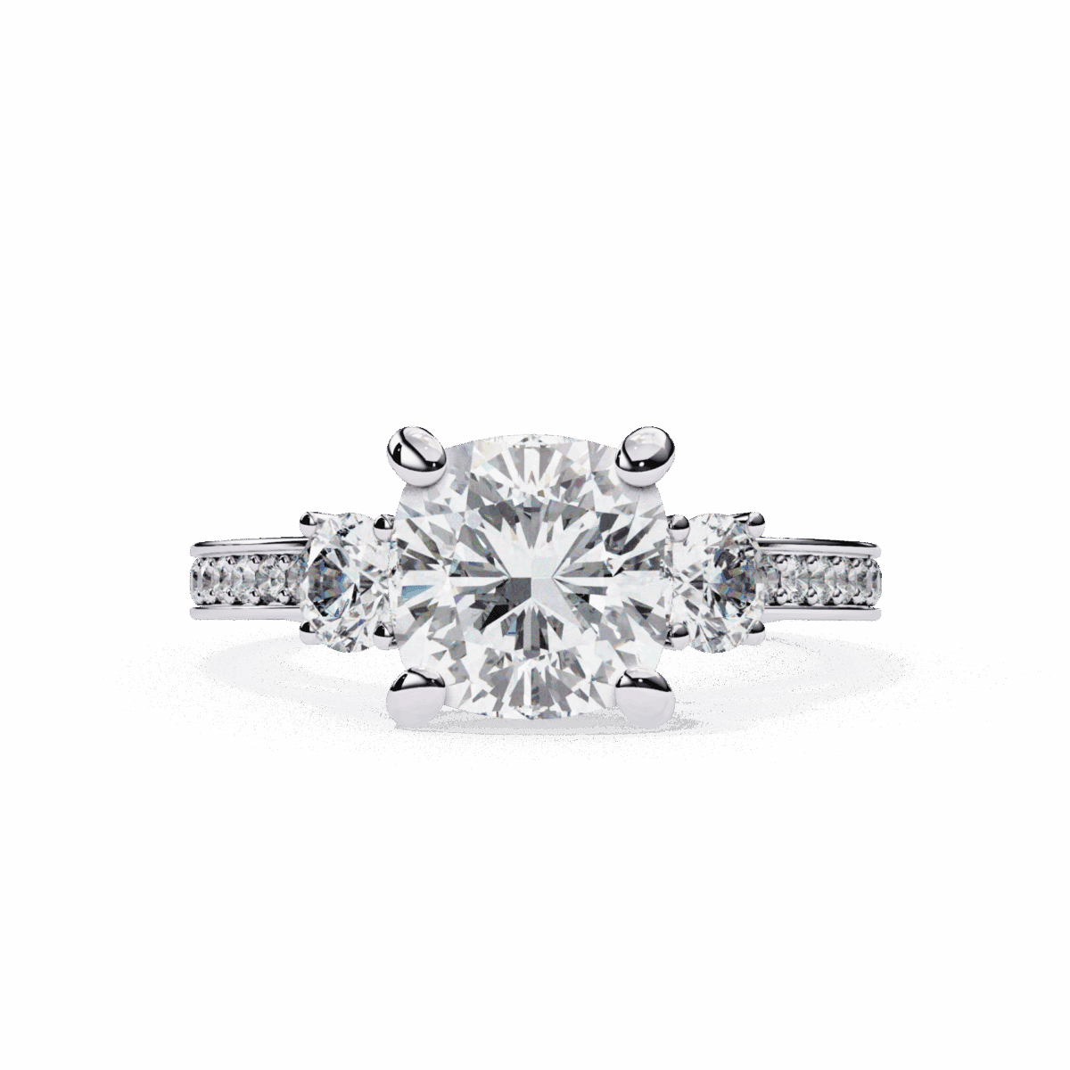 LR14189P11 3.25 Carat Princess Cut in Three Stone Solitaire Setting Image 1