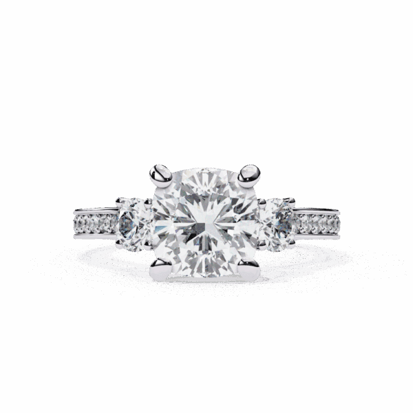3.25 Carat Princess Cut in Three Stone Solitaire Setting