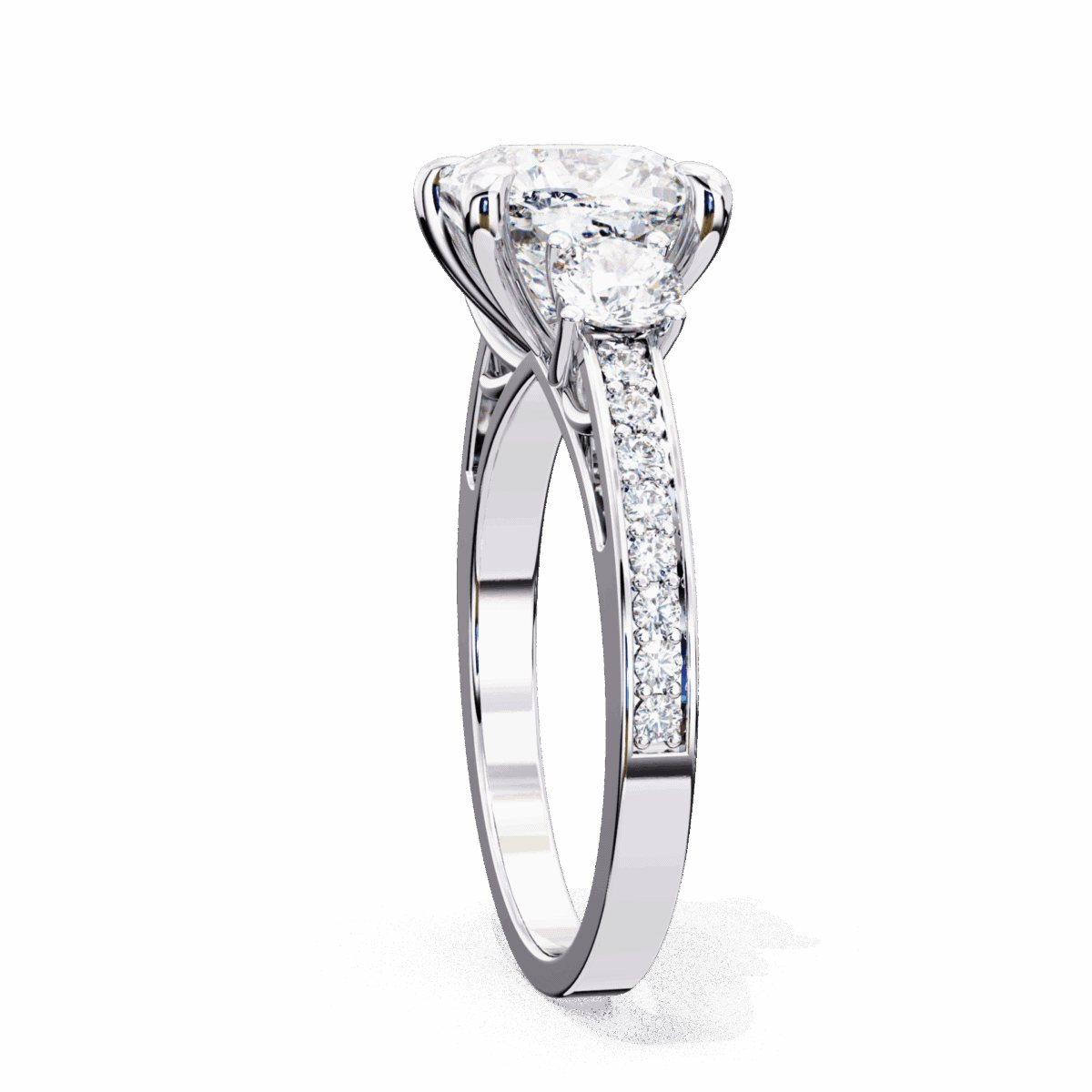 3.25 Carat Princess Cut in Three Stone Solitaire Setting  Image 2