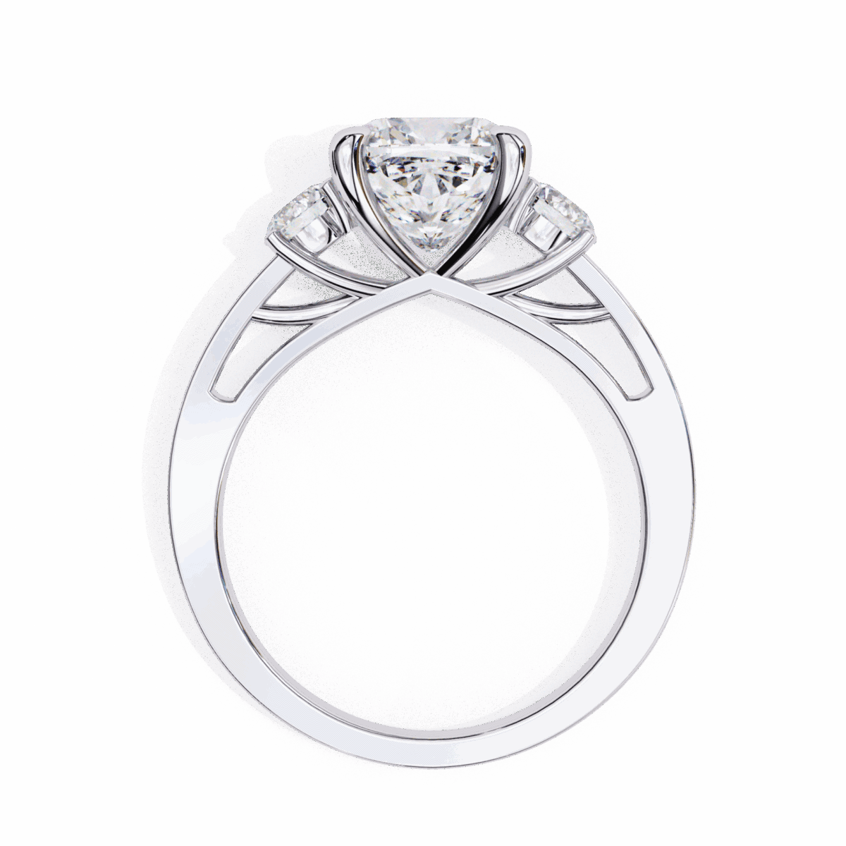 3.25 Carat Princess Cut in Three Stone Solitaire Setting  Image 3