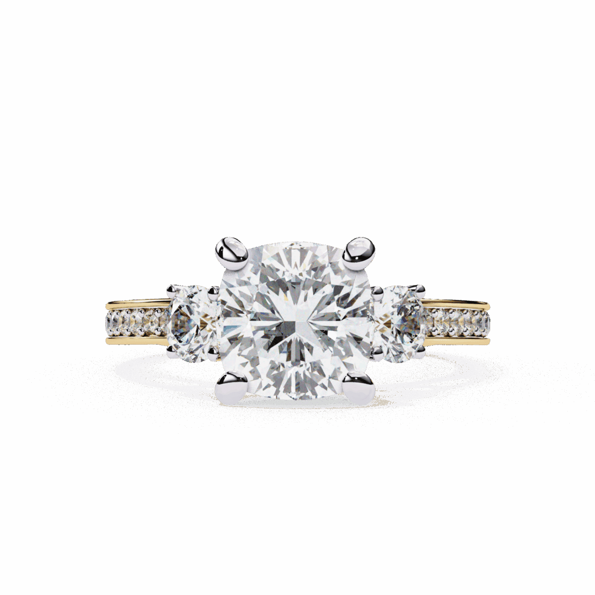 3.25 Carat Princess Cut in Three Stone Solitaire Setting  Image 5