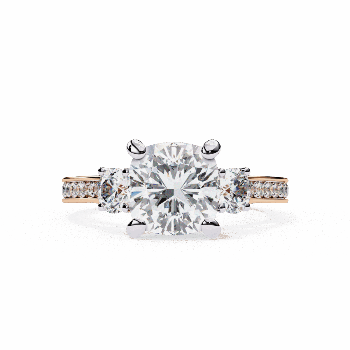 3.25 Carat Princess Cut in Three Stone Solitaire Setting  Image 9