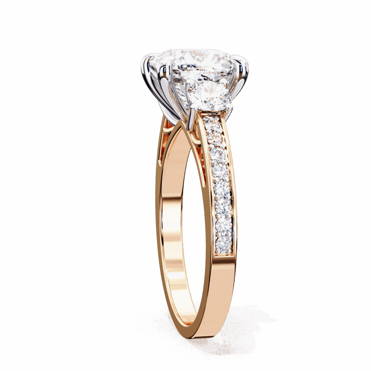 3.25 Carat Princess Cut in Three Stone Solitaire Setting  Image 10