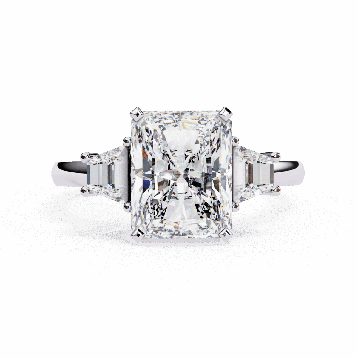 5.25 Carat Emerald Cut in Three Stone Solitaire Setting  Image 1