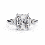 5.25 Carat Emerald Cut in Three Stone Solitaire Setting
