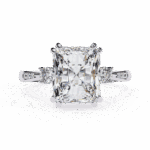 4 Carat Radiant Cut Solitaire in Three Stone Setting