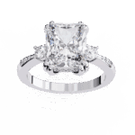 4 Carat Radiant Cut Solitaire in Three Stone Setting - Image 4