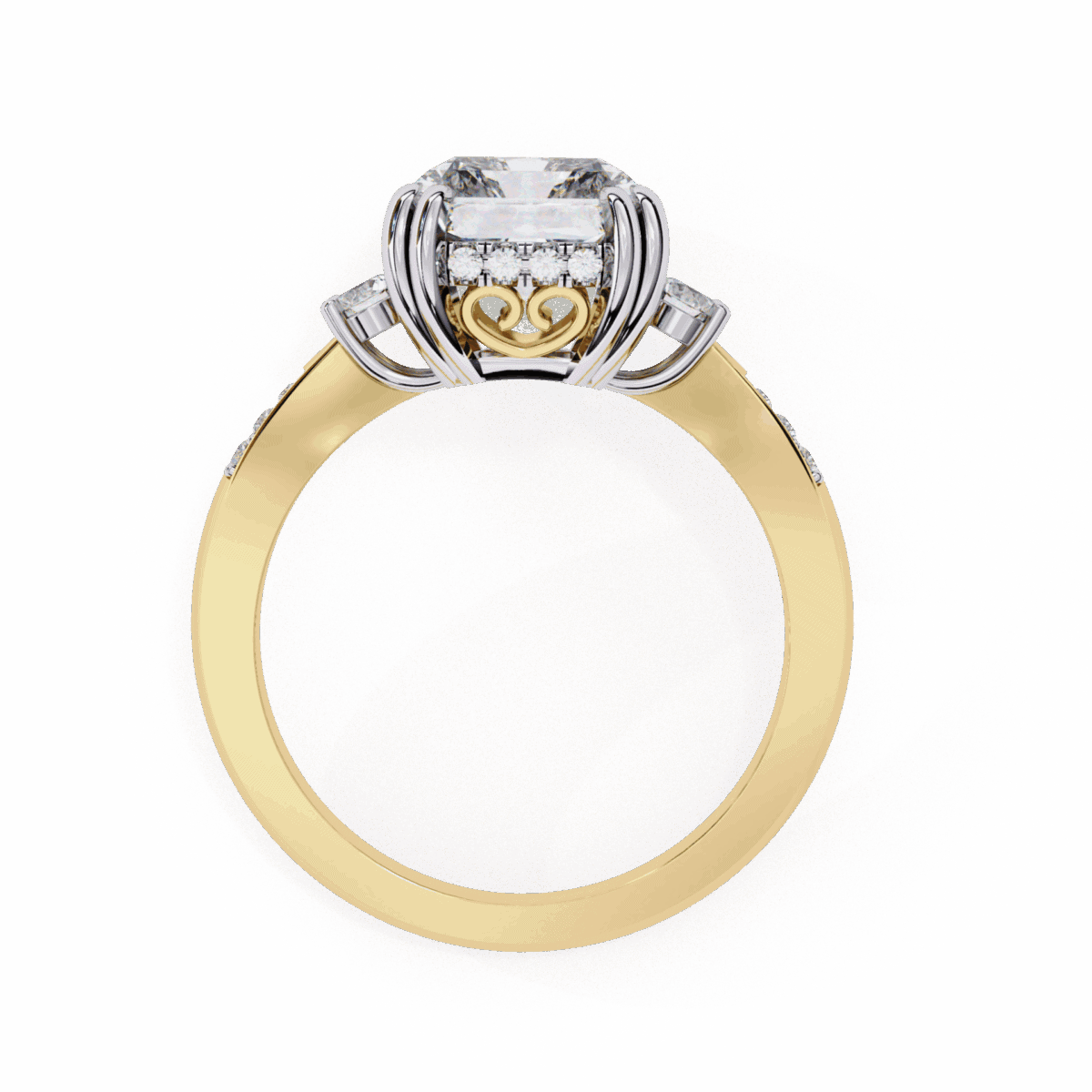 4 Carat Radiant Cut Solitaire in Three Stone Setting  Image 7