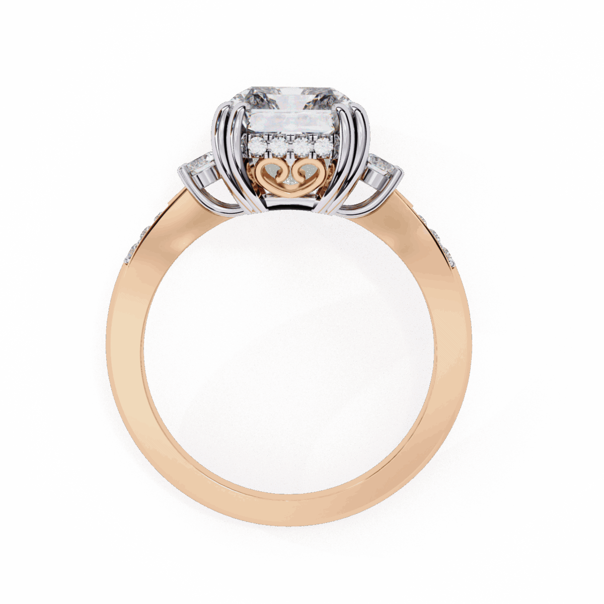 4 Carat Radiant Cut Solitaire in Three Stone Setting  Image 11