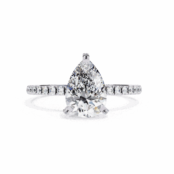 1.5 Carat Pear Cut Solitaire in Hidden Halo