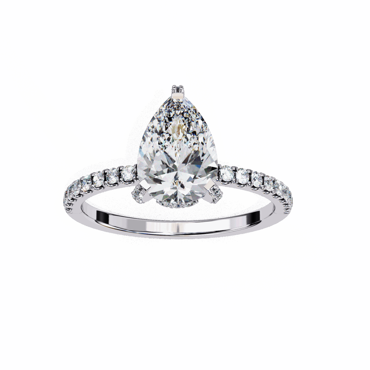 1.5 Carat Pear Cut Solitaire in Hidden Halo  Image 4