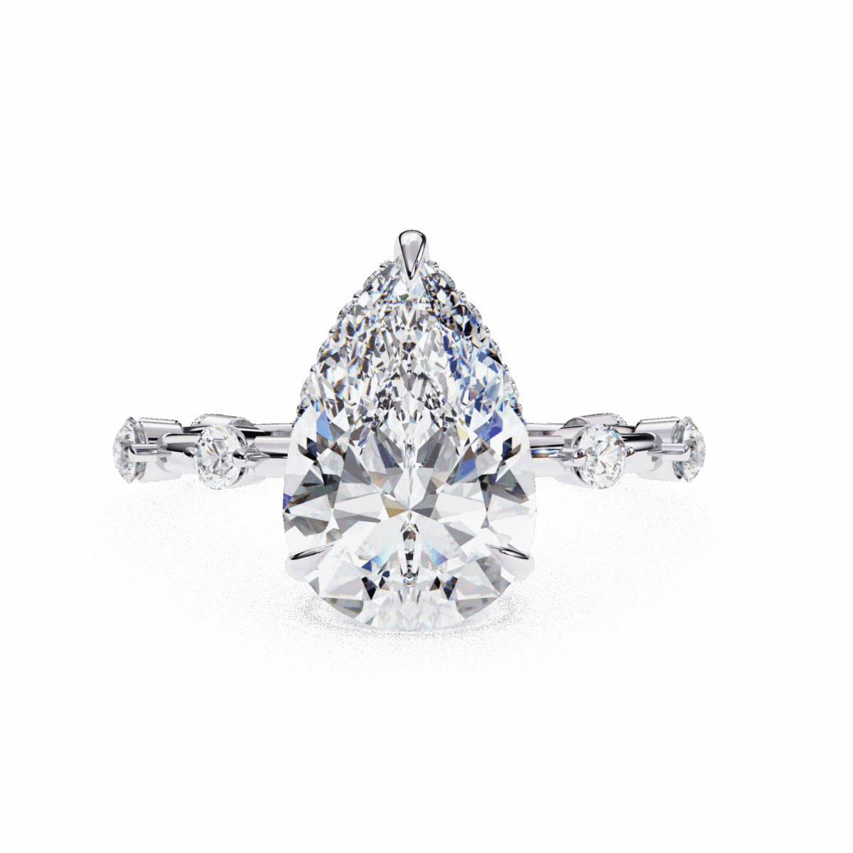 LR14200P11 3.5 Carat Pear Cut Solitaire with Side Stone Image 1