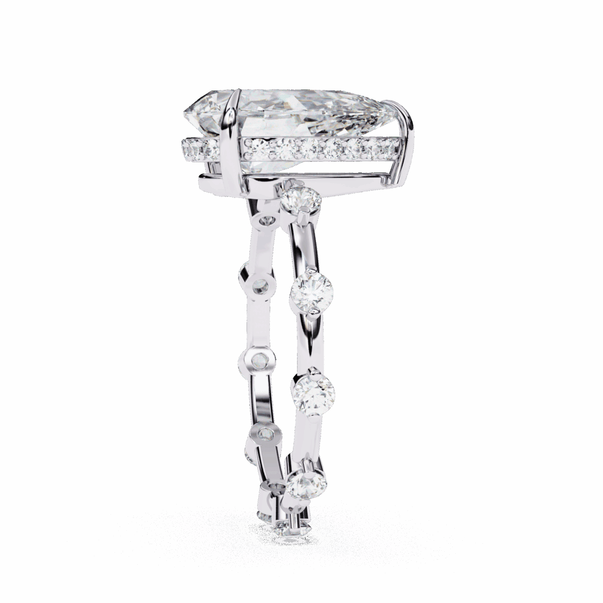 3.5 Carat Pear Cut Solitaire with Side Stone  Image 2