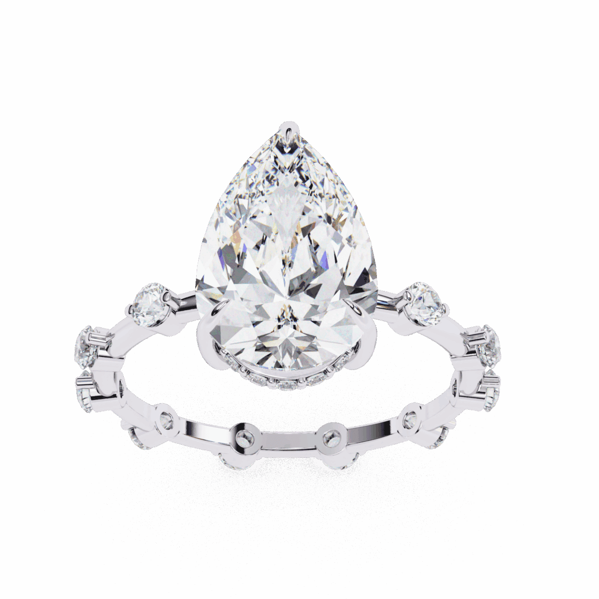 3.5 Carat Pear Cut Solitaire with Side Stone  Image 4
