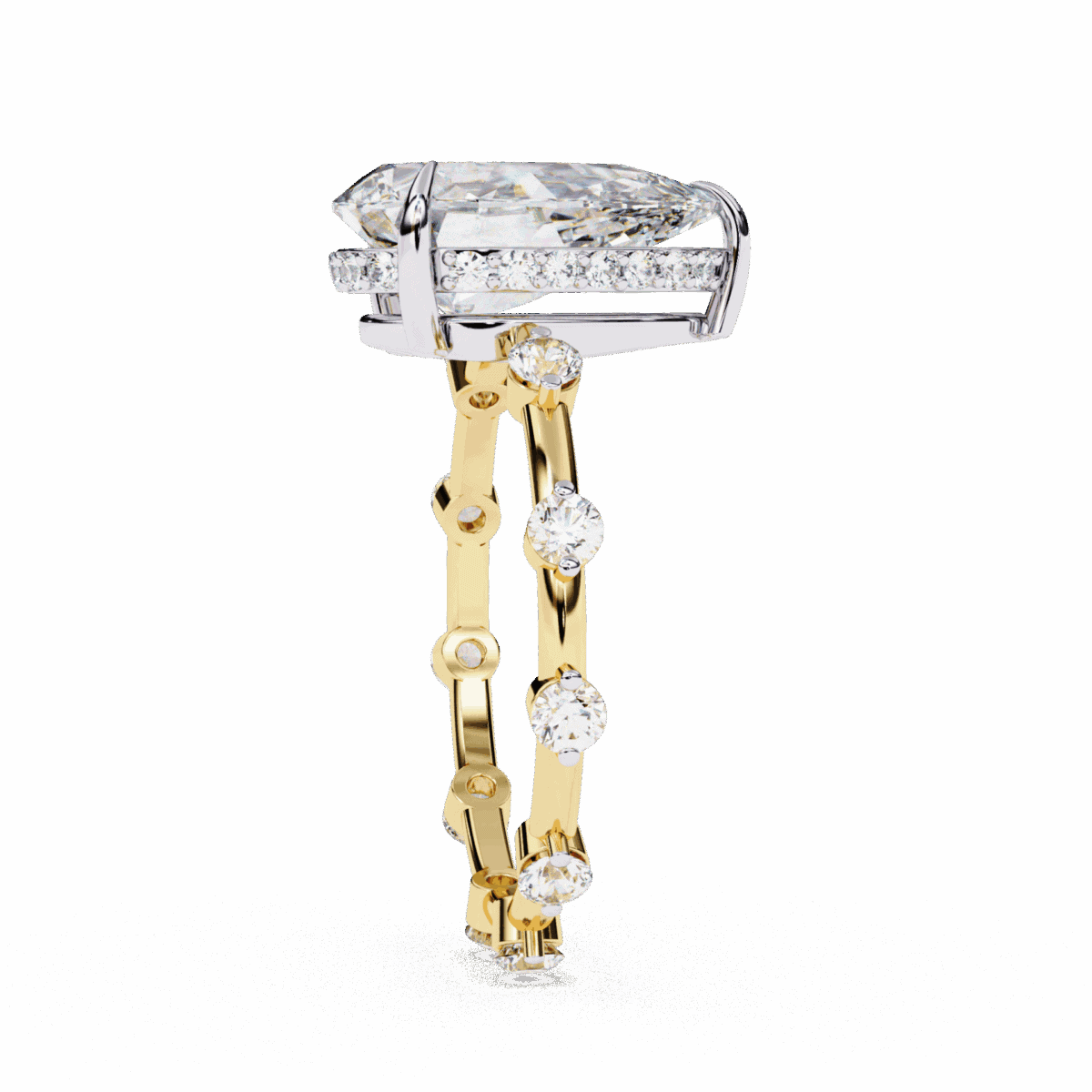 3.5 Carat Pear Cut Solitaire with Side Stone  Image 6