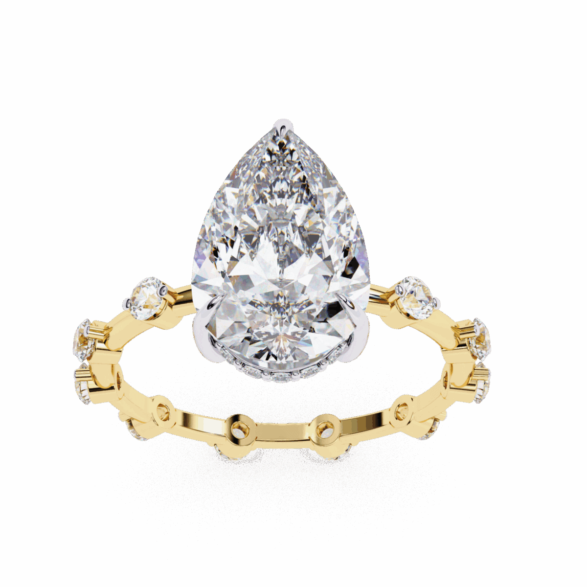 3.5 Carat Pear Cut Solitaire with Side Stone  Image 8
