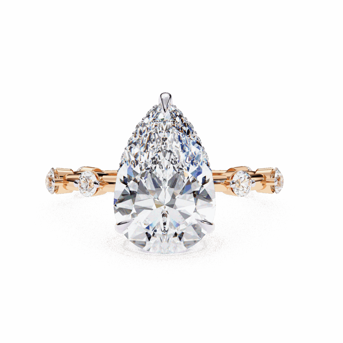 3.5 Carat Pear Cut Solitaire with Side Stone  Image 9