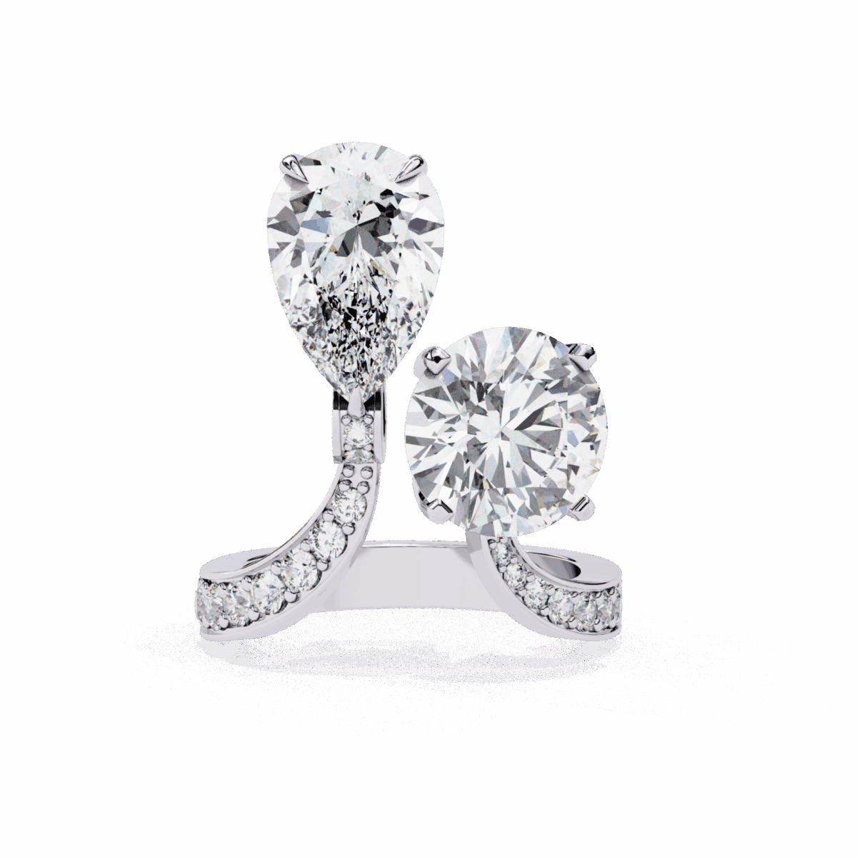 6.5 Carat Pear and Round Cut Toi Et Moi Solitaire  Image 1