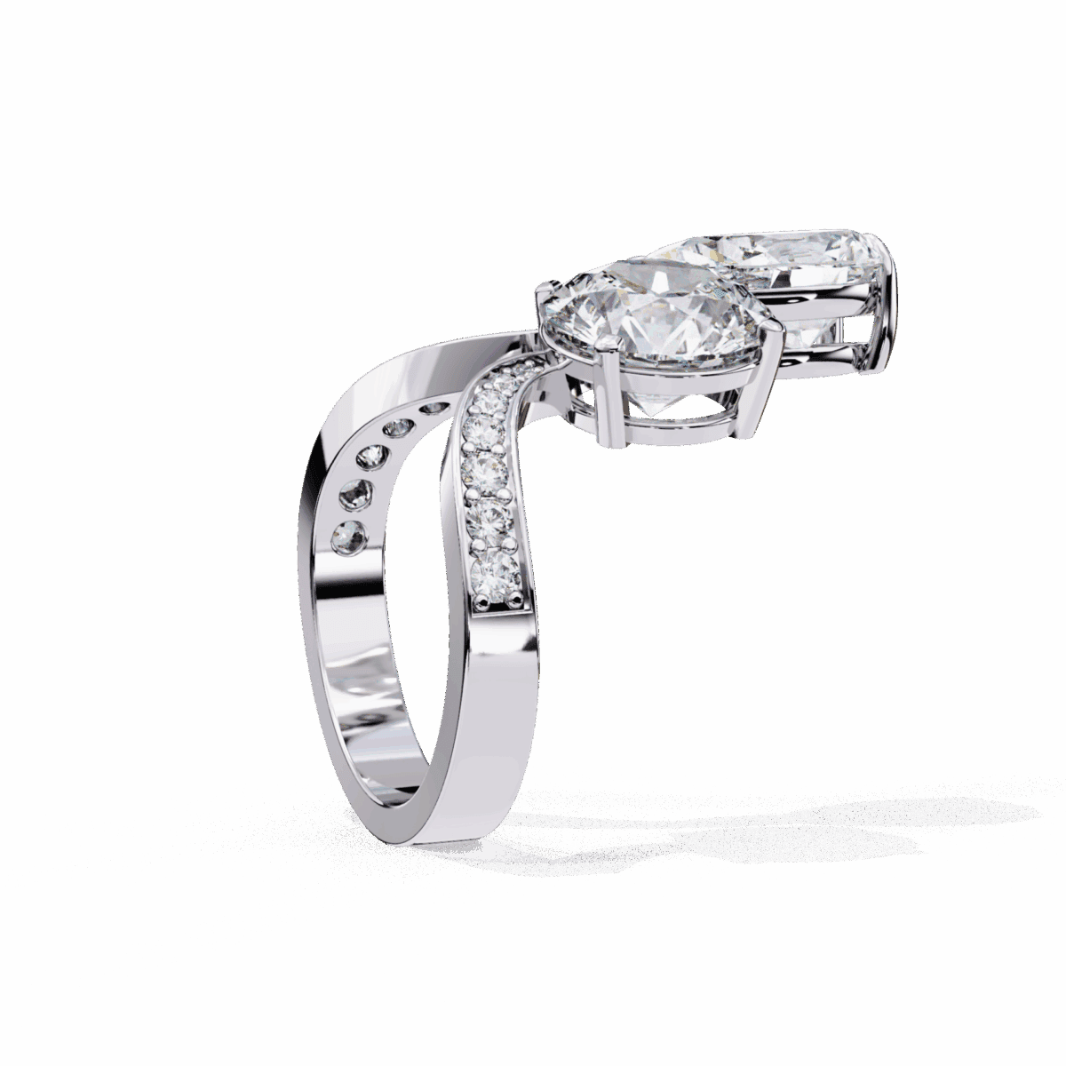 6.5 Carat Pear and Round Cut Toi Et Moi Solitaire  Image 2