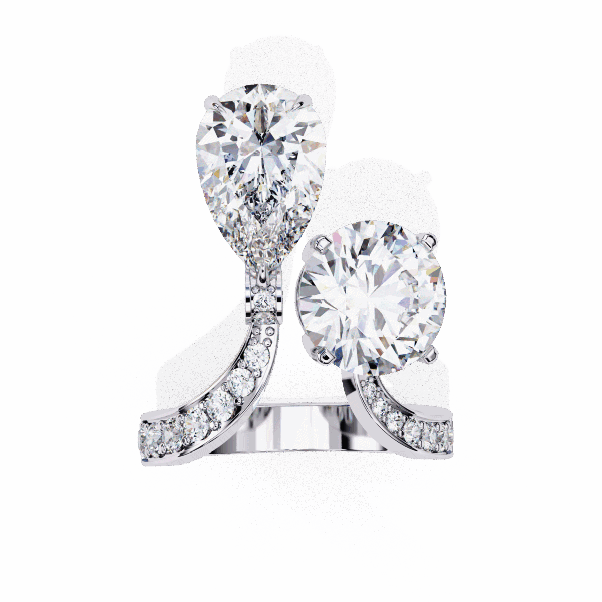 6.5 Carat Pear and Round Cut Toi Et Moi Solitaire  Image 4