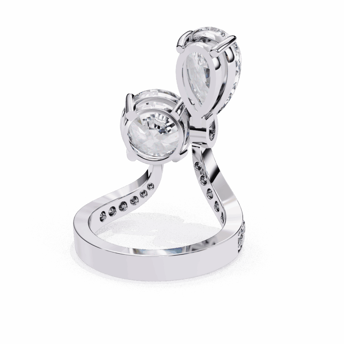 6.5 Carat Pear and Round Cut Toi Et Moi Solitaire  Image 5