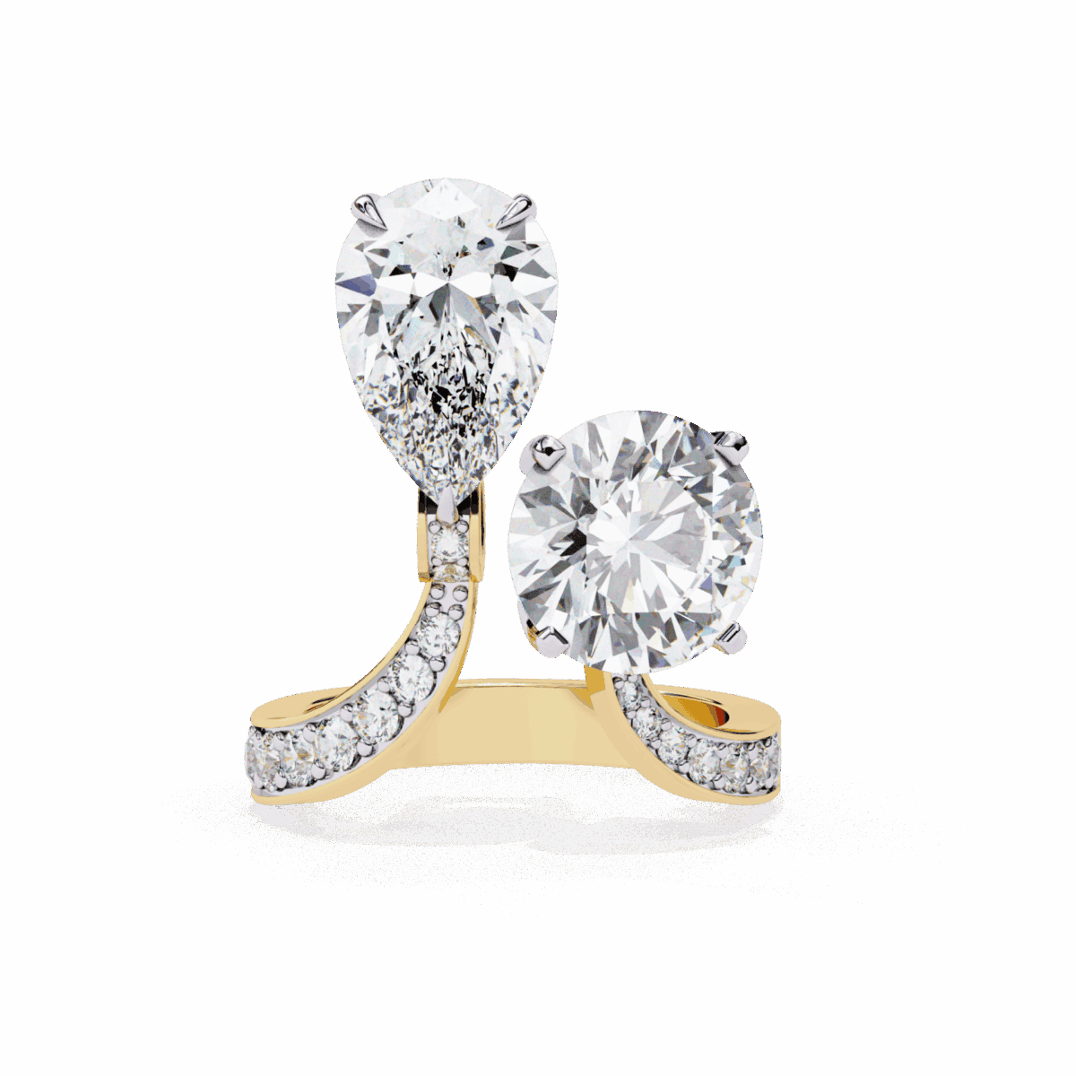 6.5 Carat Pear and Round Cut Toi Et Moi Solitaire  Image 6