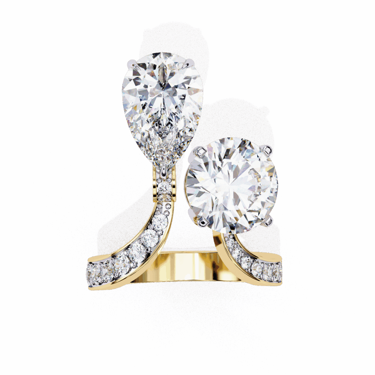 6.5 Carat Pear and Round Cut Toi Et Moi Solitaire  Image 9