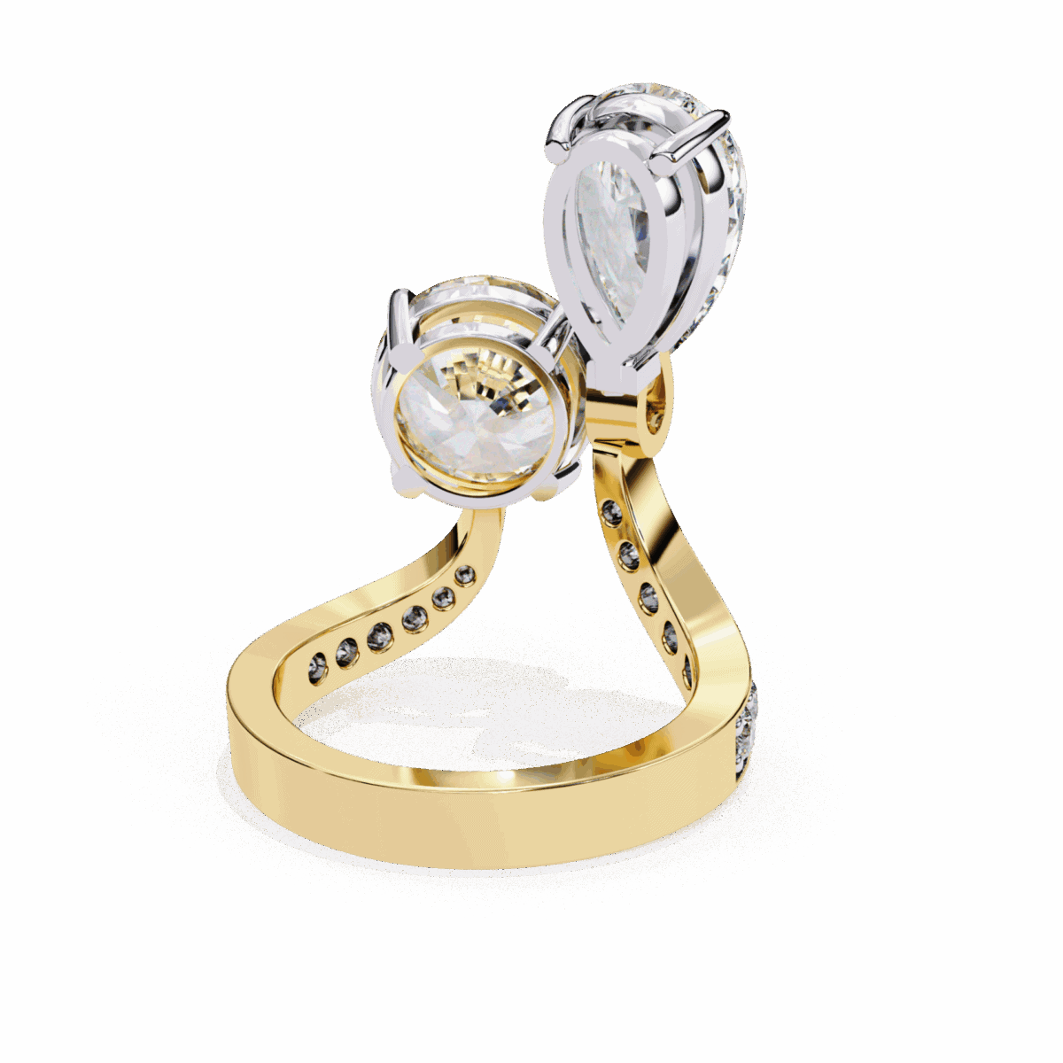 6.5 Carat Pear and Round Cut Toi Et Moi Solitaire  Image 10