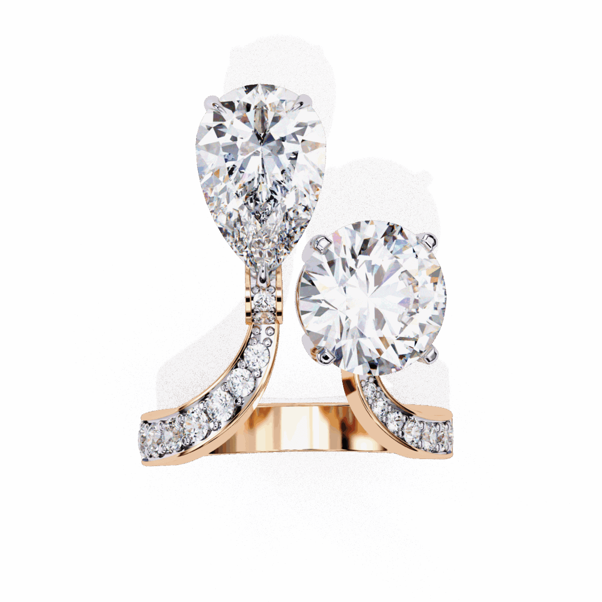 6.5 Carat Pear and Round Cut Toi Et Moi Solitaire  Image 14