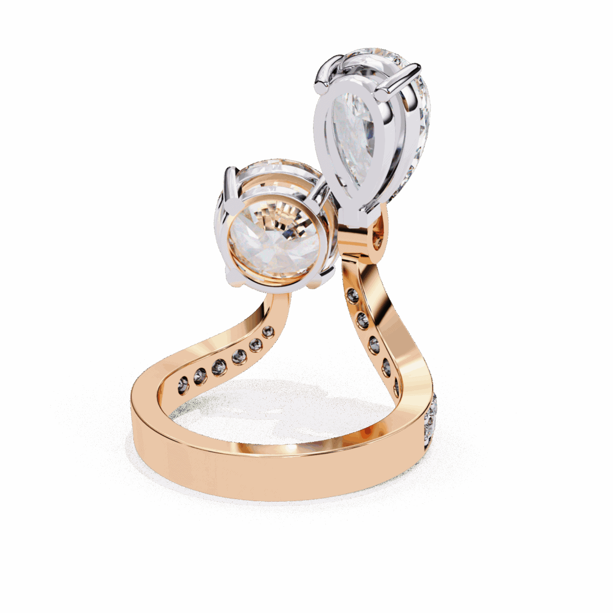 6.5 Carat Pear and Round Cut Toi Et Moi Solitaire  Image 15