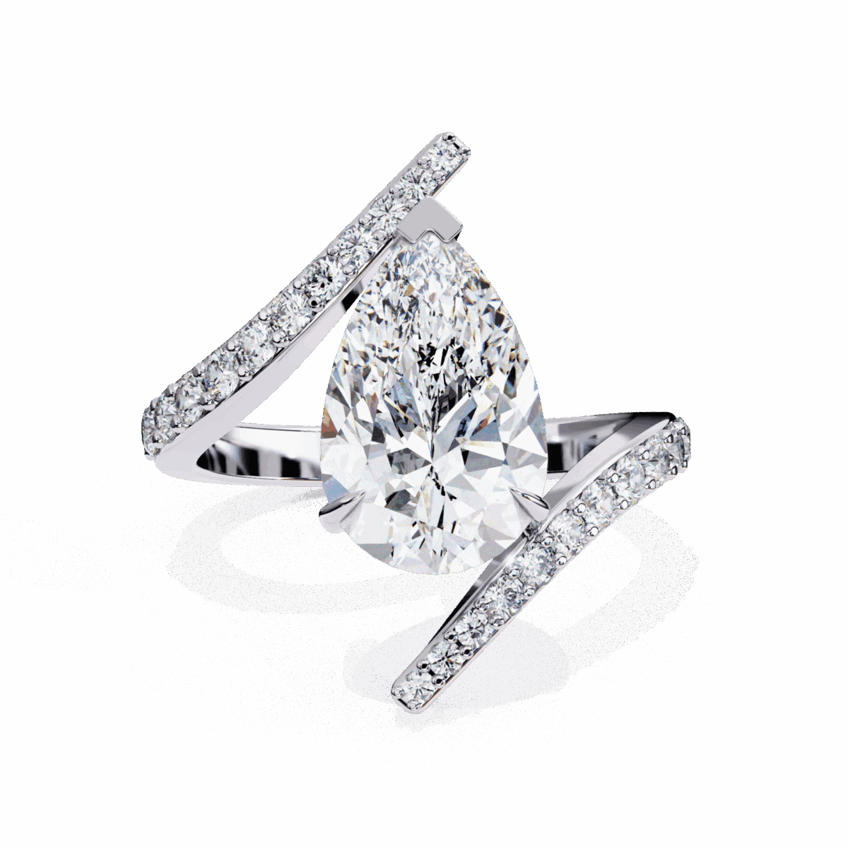 3.5 Carat Pear Cut Minimal Statement Ring  Image 1