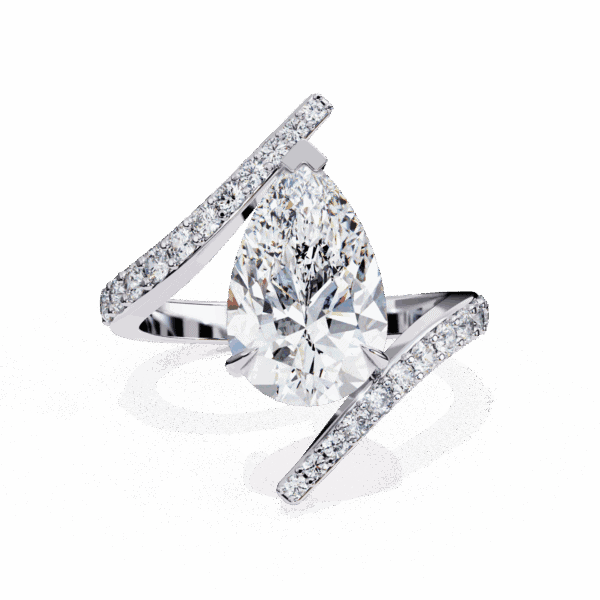 3.5 Carat Pear Cut Minimal Statement Ring