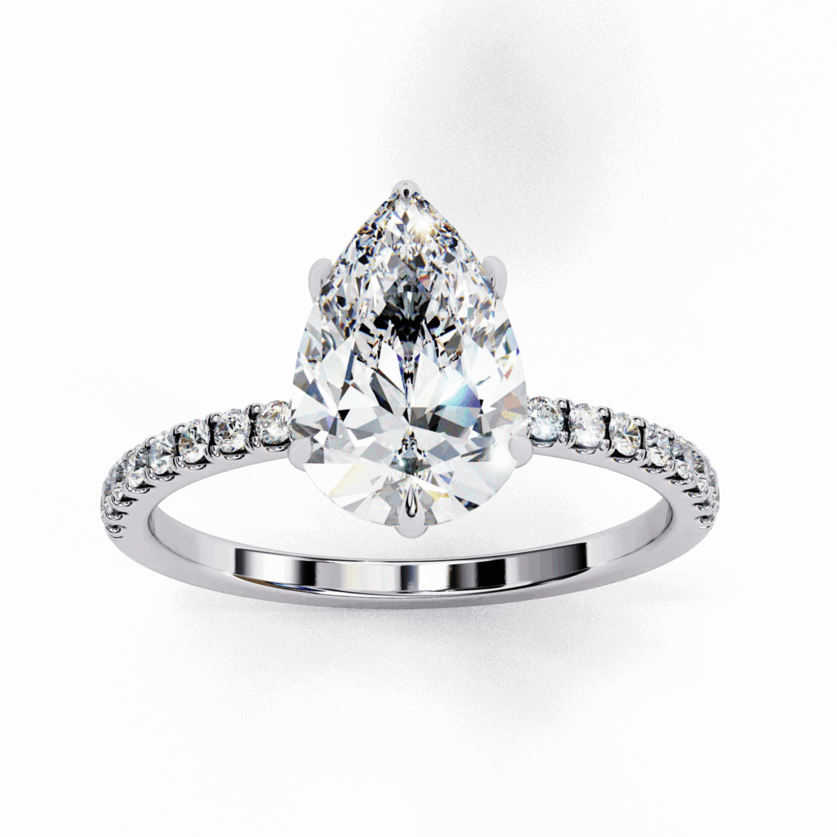 2 Carat Pear Cut Forevermore Solitaire Ring  Image 4