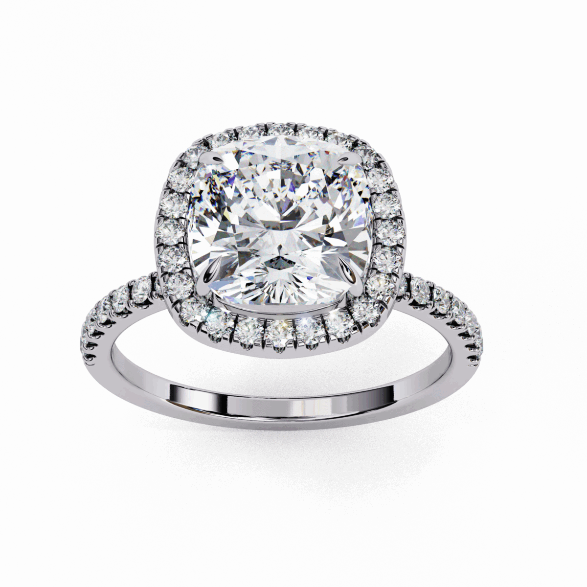 2 Carat Cushion Cut Forever Solitaire Engagement Ring  Image 4