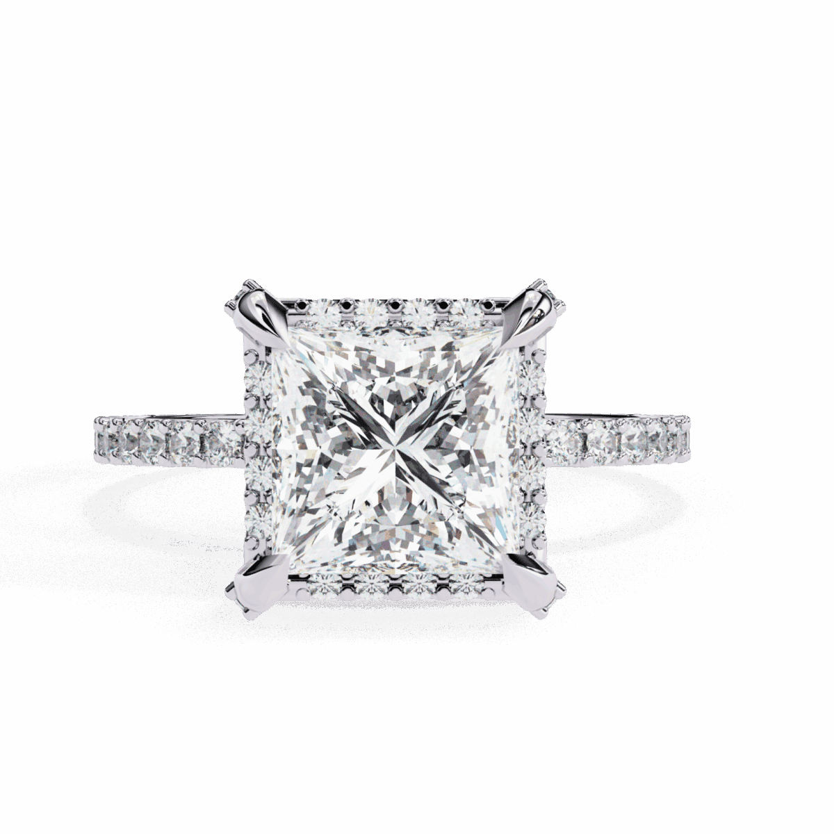 2.5 Carat Princess Cut Solitaire in Halo Setting  Image 1