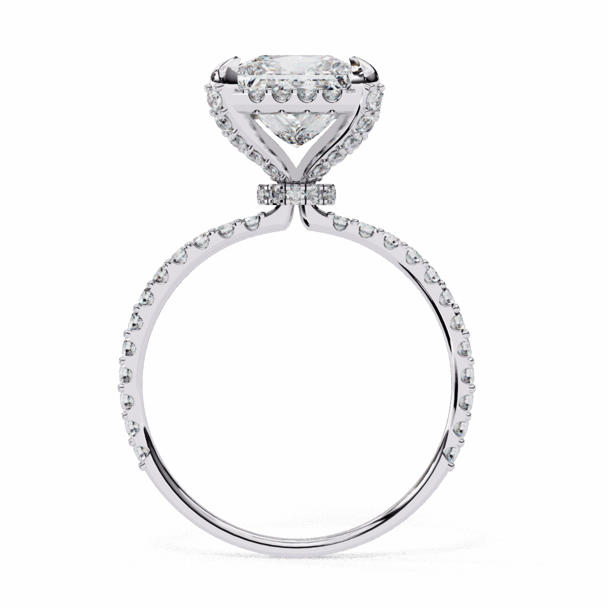 2.5 Carat Princess Cut Solitaire in Halo Setting  Image 3