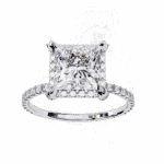 2.5 Carat Princess Cut Solitaire in Halo Setting - Image 4