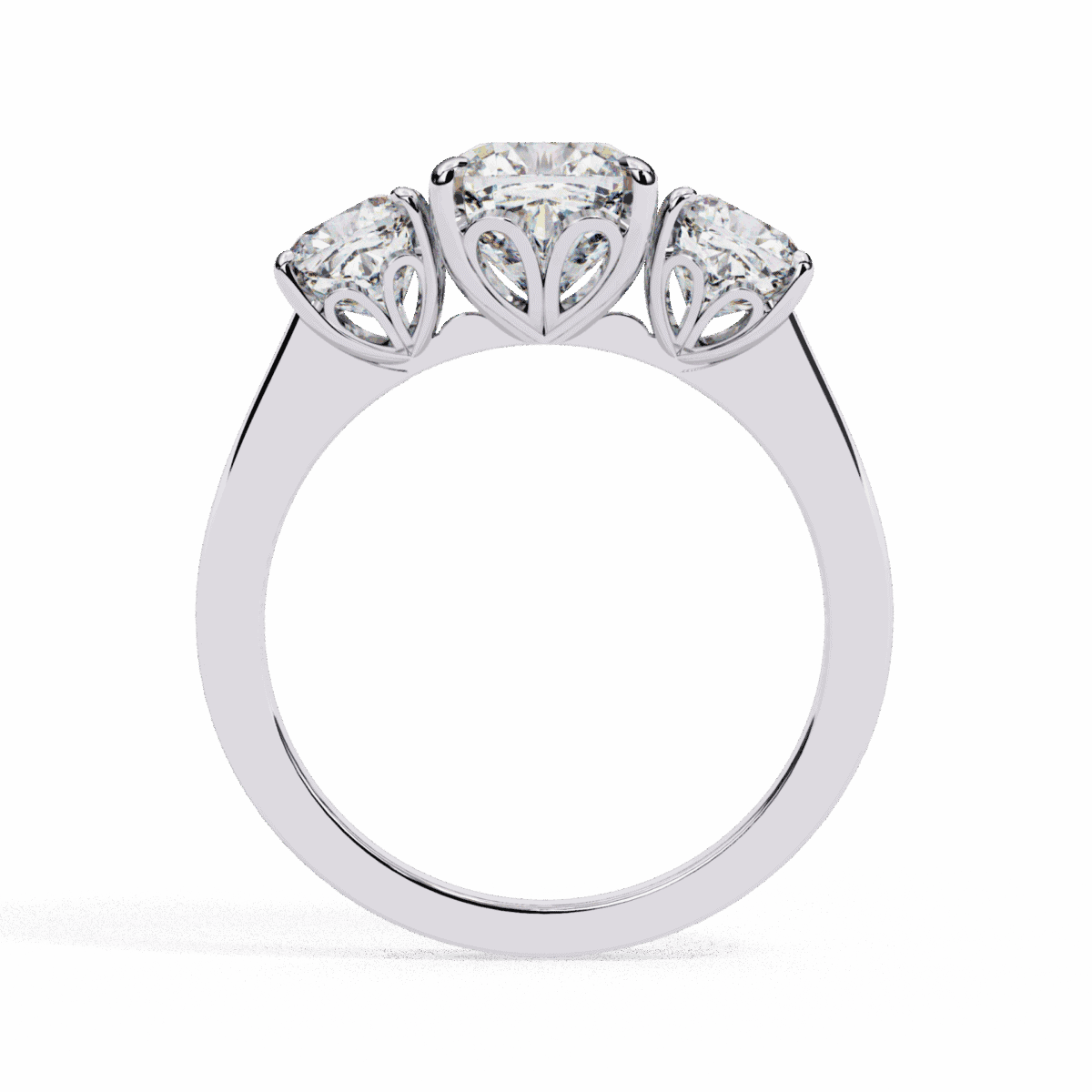 4 Carat Cushion Cut Solitaire in Three Stone Setting  Image 3