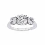4 Carat Cushion Cut Solitaire in Three Stone Setting - Image 4
