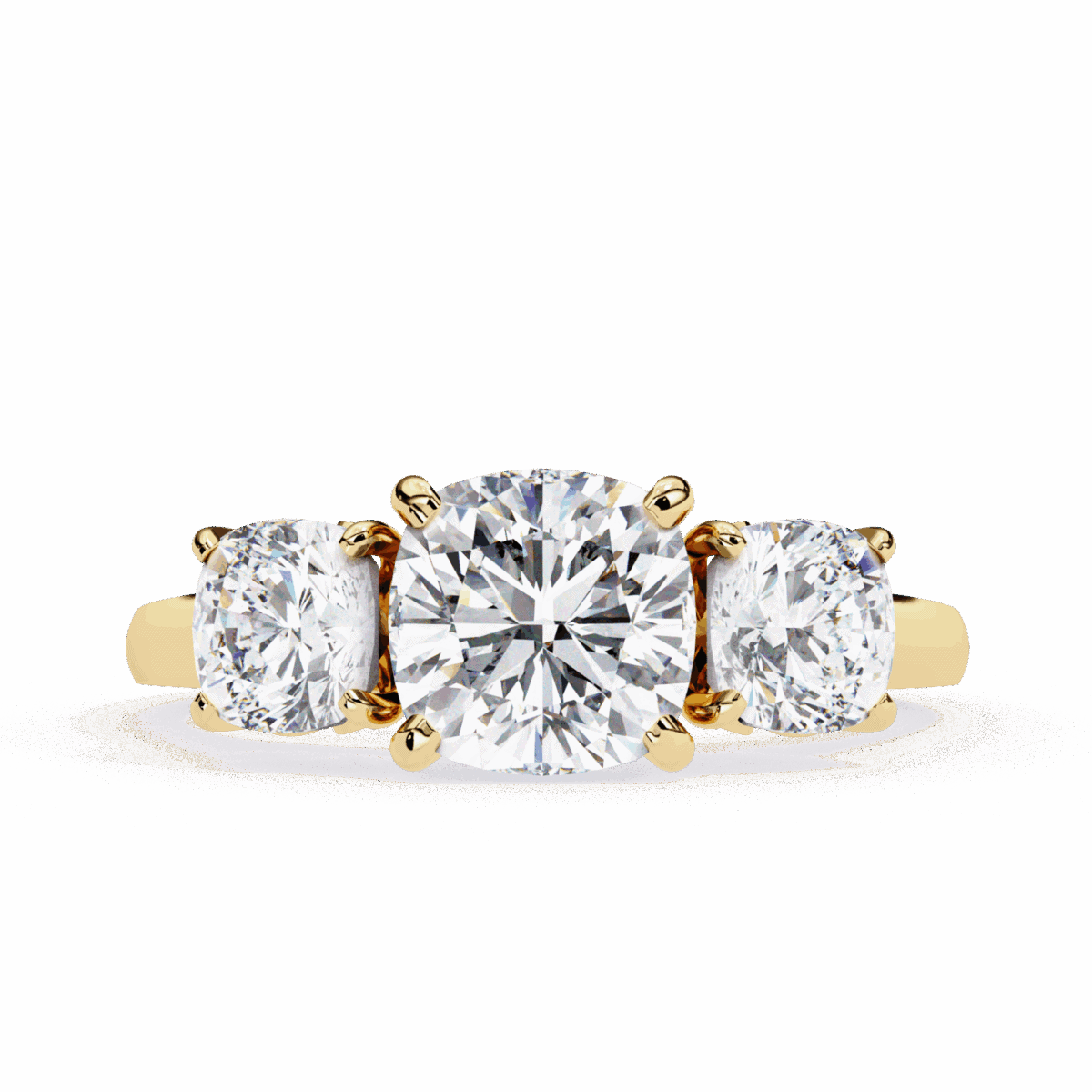 4 Carat Cushion Cut Solitaire in Three Stone Setting  Image 5