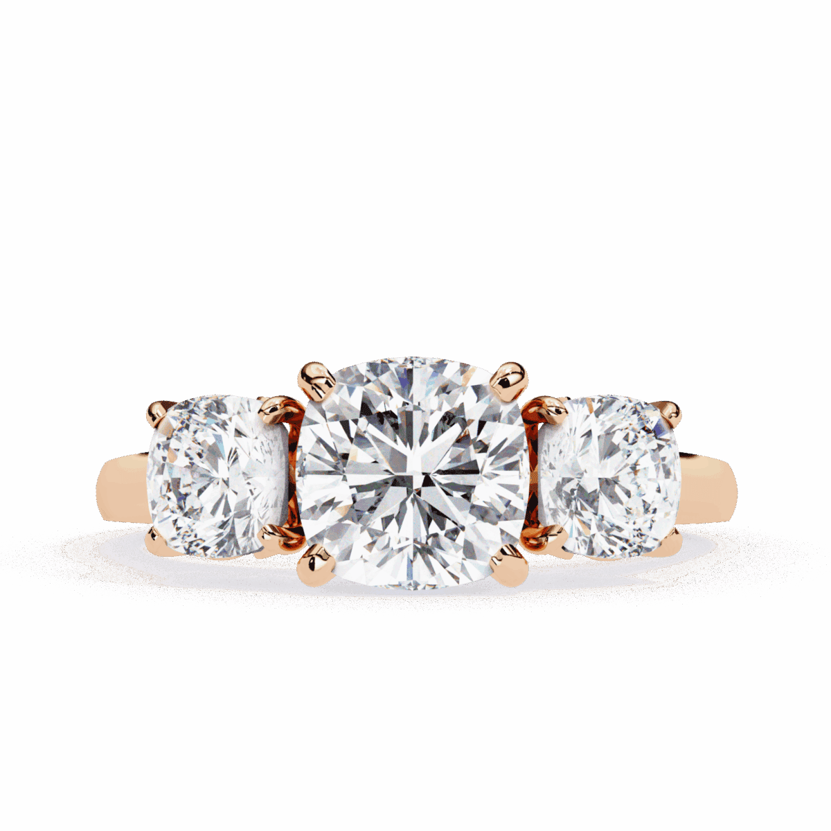 4 Carat Cushion Cut Solitaire in Three Stone Setting  Image 9