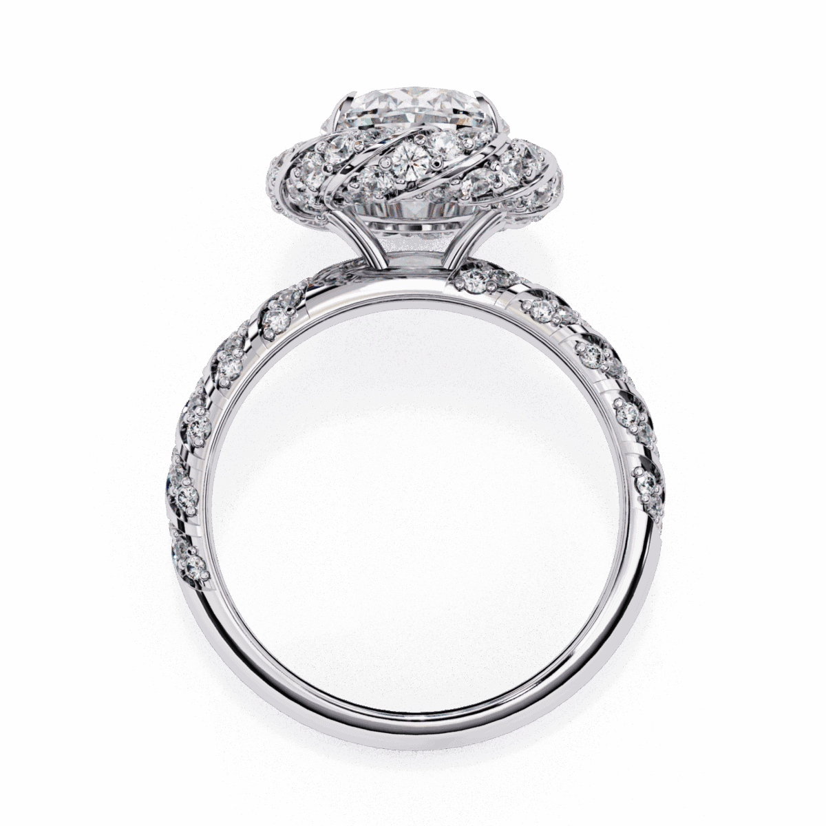 3.25 Carat Oval Cut Solitaire in Halo Setting  Image 3