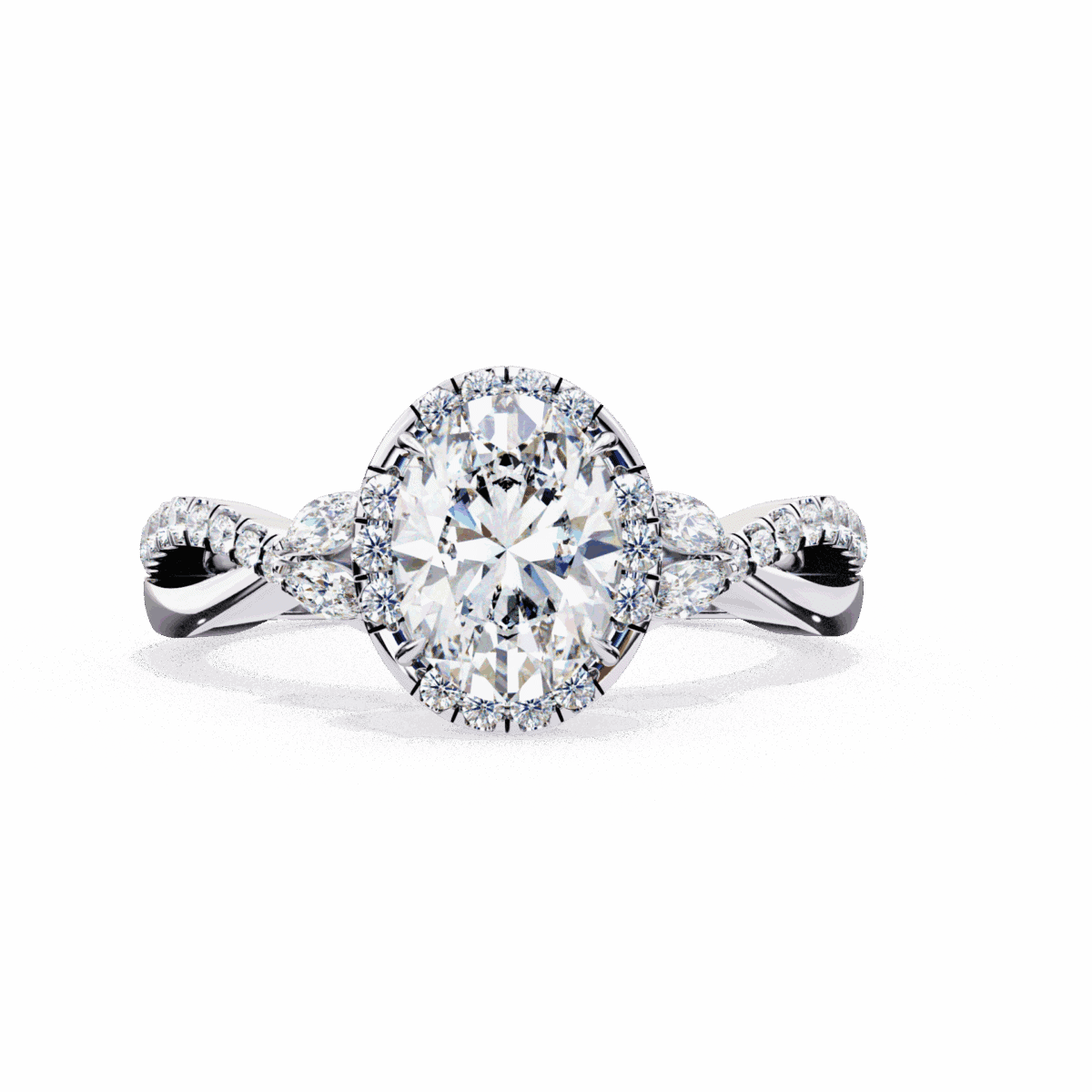 1 Carat Oval Cut Solitaire in Halo Setting  Image 1