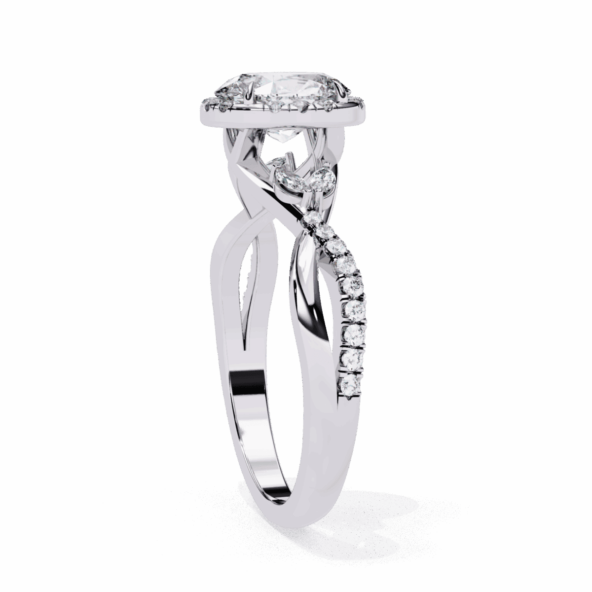 1 Carat Oval Cut Solitaire in Halo Setting  Image 2