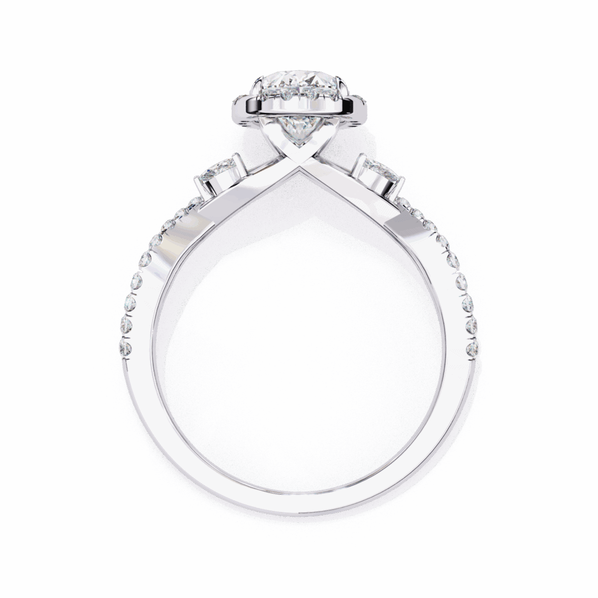 1 Carat Oval Cut Solitaire in Halo Setting  Image 3