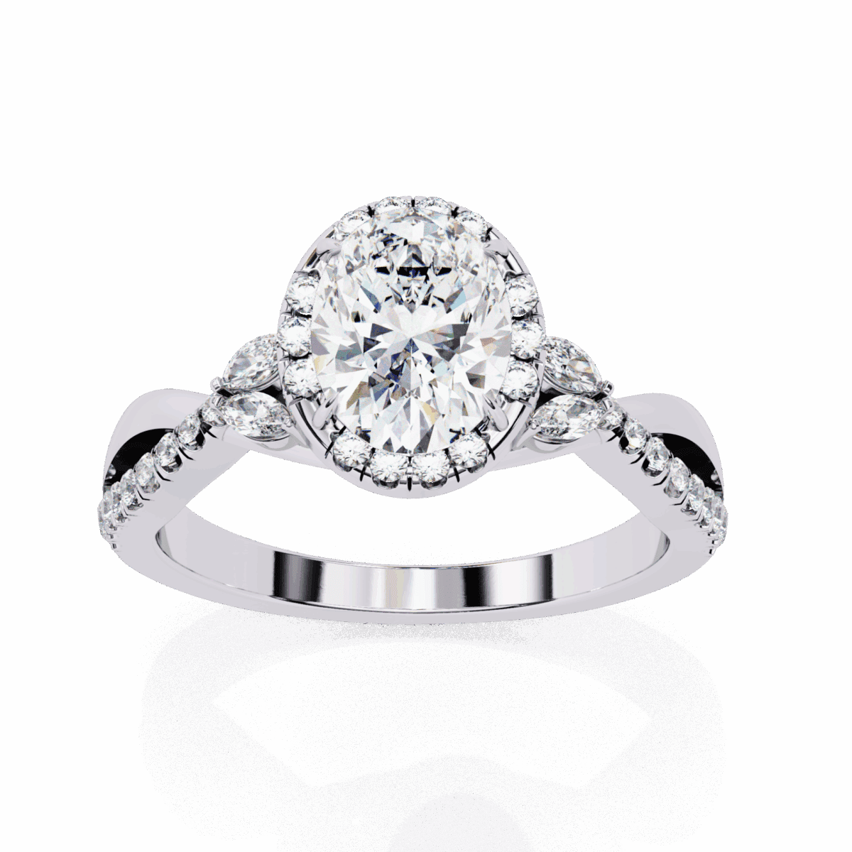 1 Carat Oval Cut Solitaire in Halo Setting  Image 4